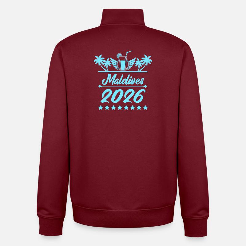 Rêve de plage Maldives 2026 - Sweat zippé unisexe en coton bio Stanley/Stella - bordeaux