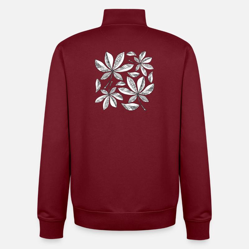 feuilles - Sweat zippé unisexe en coton bio Stanley/Stella - bordeaux