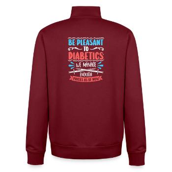 Diabetes type 1 diabetic - Unisex Organic Zip Sweatshirt by Stanley/Stella - burgundy - Back - AI Model Male 185 dark (185cm)