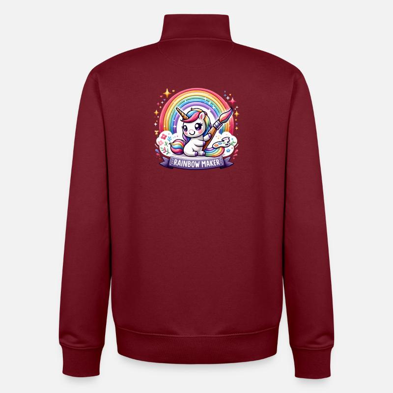 Regenbogen-Einhorn Maler - Unisex Organic Zip Sweatshirt von Stanley/Stella - Burgunderrot