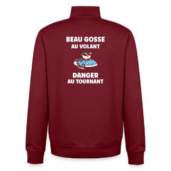Führerschein-Humor - Unisex Organic Zip Sweatshirt von Stanley/Stella - Burgunderrot - Hinten - AI Model Male 185 dark (185cm)