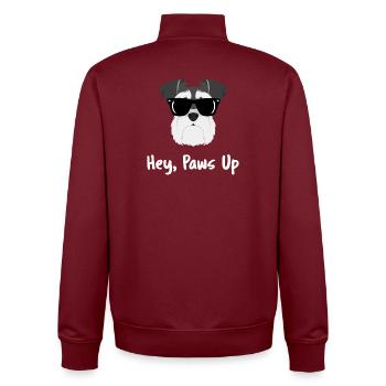 Cool Schnauzer Sunglasses Hey Paws Up Slogan - Unisex Organic Zip Sweatshirt by Stanley/Stella - burgundy - Back - AI Model Male 185 dark (185cm)