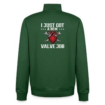 I Just Got A New Valve Job Heart Recovery - Unisex Organic Zip Sweatshirt by Stanley/Stella - bottle green - Back - AI Model Male 185 dark (185cm)