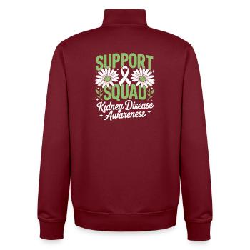 Support Squad Kidney Awareness - Unisex Organic Zip Sweatshirt by Stanley/Stella - burgundy - Back - AI Model Male 185 dark (185cm)