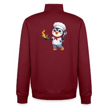Cute Penguin Chef Cartoon Food Cooking - Unisex Organic Zip Sweatshirt by Stanley/Stella - burgundy - Back - AI Model Male 185 dark (185cm)