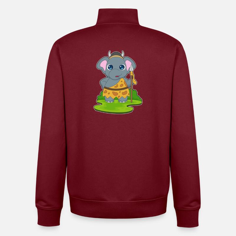 Elefant Krieger Speer - Unisex Organic Zip Sweatshirt von Stanley/Stella - Burgunderrot