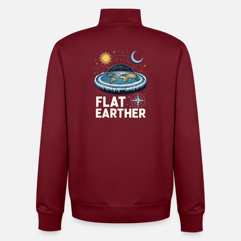 Flat-earthers - Unisex Organic Zip Sweatshirt by Stanley/Stella - burgundy