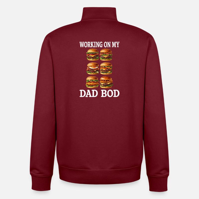 Dad Bod Burger Grid - Unisex Organic Zip Sweatshirt by Stanley/Stella - burgundy