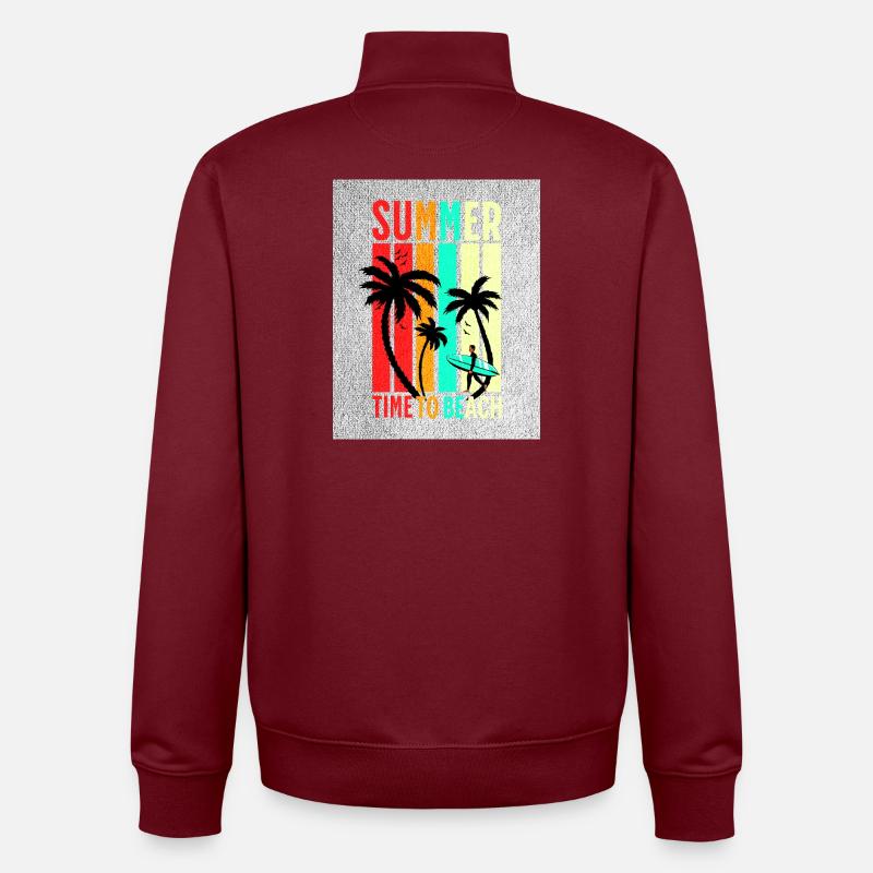 Summer Beach Stripes Surf - Unisex Organic Zip Sweatshirt by Stanley/Stella - burgundy
