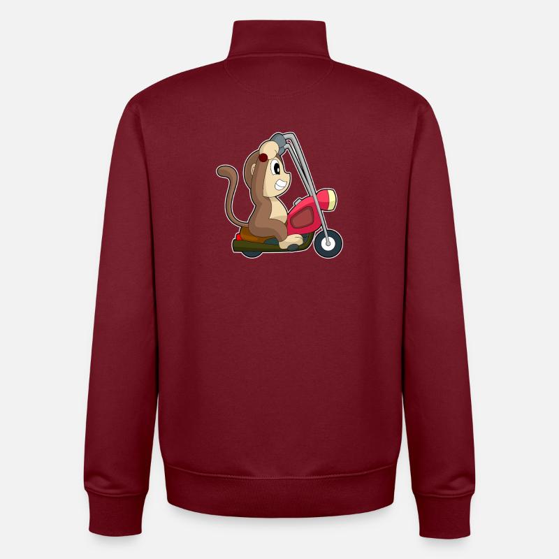 Monkey Motorcycle - Unisex Organic Zip Sweatshirt by Stanley/Stella - burgundy