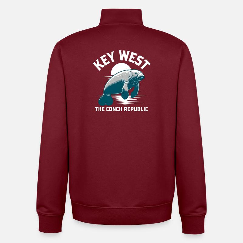 Key West Manatee - Unisex Organic Zip Sweatshirt by Stanley/Stella - burgundy