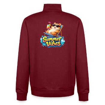 Hamster Summer Vibes - Unisex Organic Zip Sweatshirt von Stanley/Stella - Burgunderrot - Hinten - AI Model Male 185 dark (185cm)