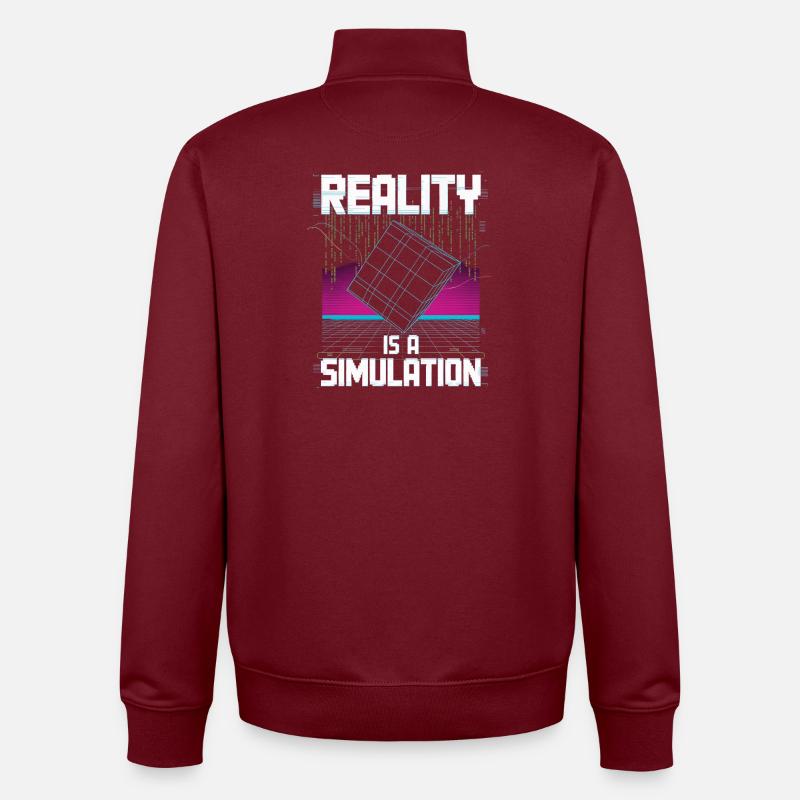 Reality is a simulation - Unisex Organic Zip Sweatshirt by Stanley/Stella - burgundy