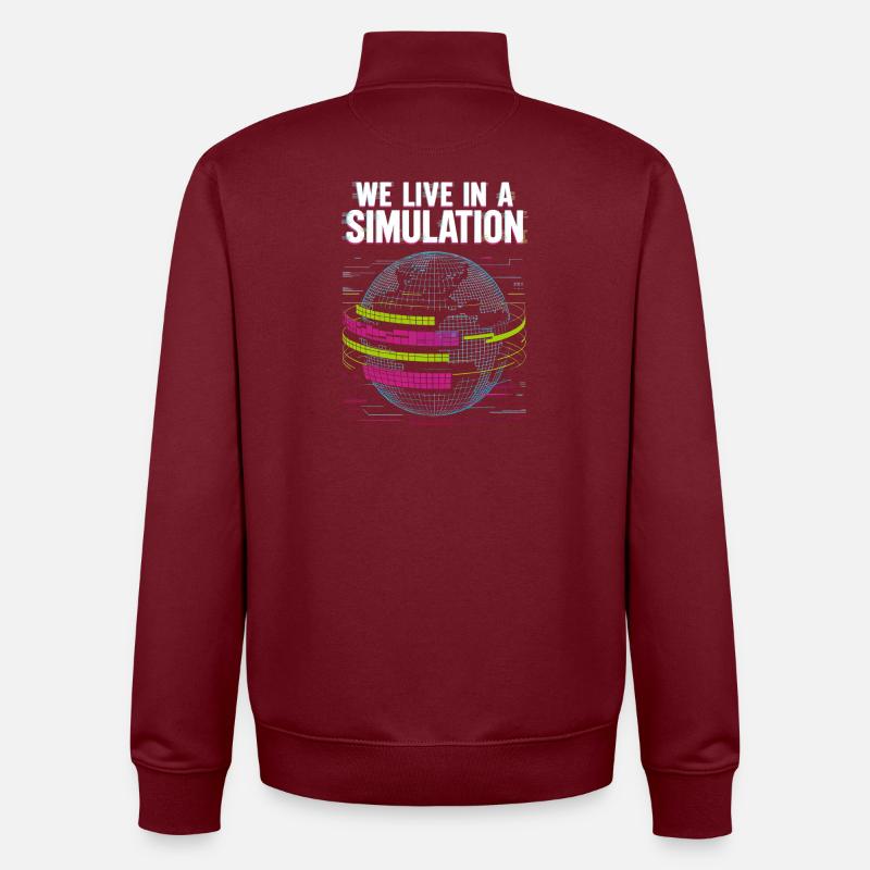 Nous vivons dans une simulation - Sweat zippé unisexe en coton bio Stanley/Stella - bordeaux