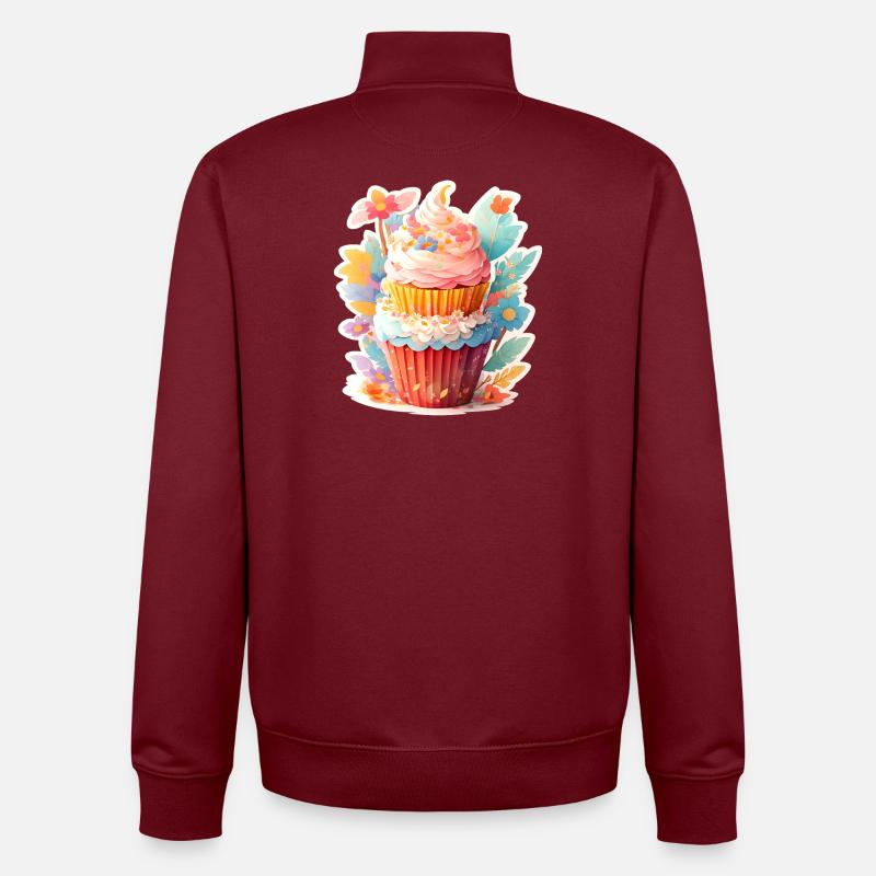 Blumen Cupcake  - Unisex Organic Zip Sweatshirt von Stanley/Stella - Burgunderrot