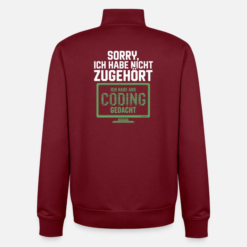 Sorry, I thought coding - Unisex Organic Zip Sweatshirt by Stanley/Stella - burgundy