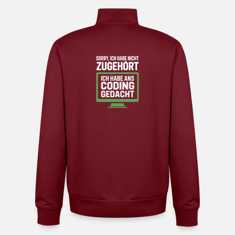 Coding Thinking instead of belonging - Unisex Organic Zip Sweatshirt by Stanley/Stella - burgundy