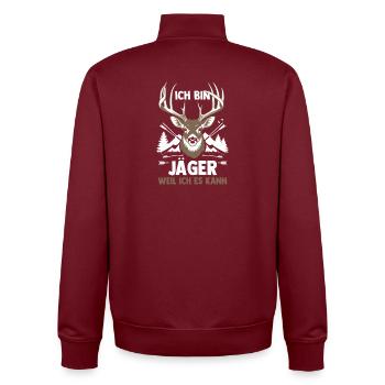 Hunting Hunting Huntsman Hunters - Unisex Organic Zip Sweatshirt by Stanley/Stella - burgundy - Back - AI Model Male 185 dark (185cm)