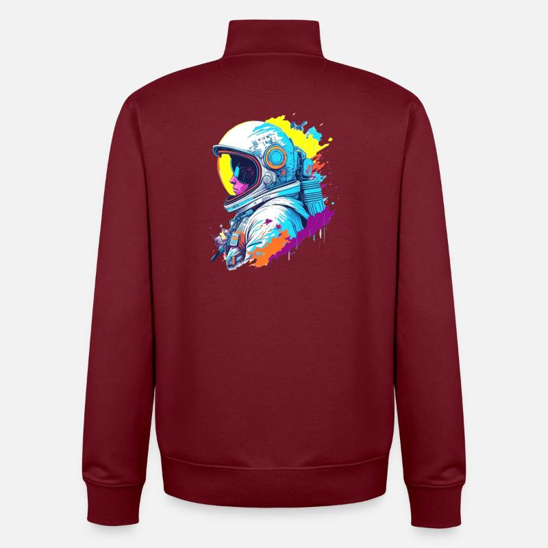 Illustration de la peinture d’astronaute - Sweat zippé unisexe en coton bio Stanley/Stella - bordeaux