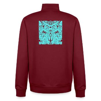 Turquoise Symmetry Ornament - Unisex Organic Zip Sweatshirt by Stanley/Stella - burgundy - Back - AI Model Male 185 dark (185cm)