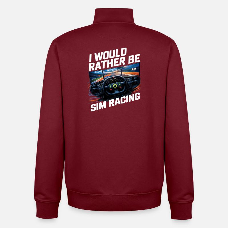 Je préfère faire du sim racing - Sweat zippé unisexe en coton bio Stanley/Stella - bordeaux