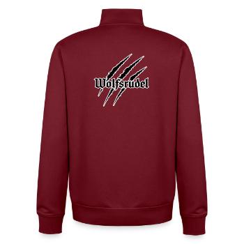 Wolfsklaue Gothic Schriftlogo - Unisex Organic Zip Sweatshirt von Stanley/Stella - Burgunderrot - Hinten - AI Model Male 185 dark (185cm)