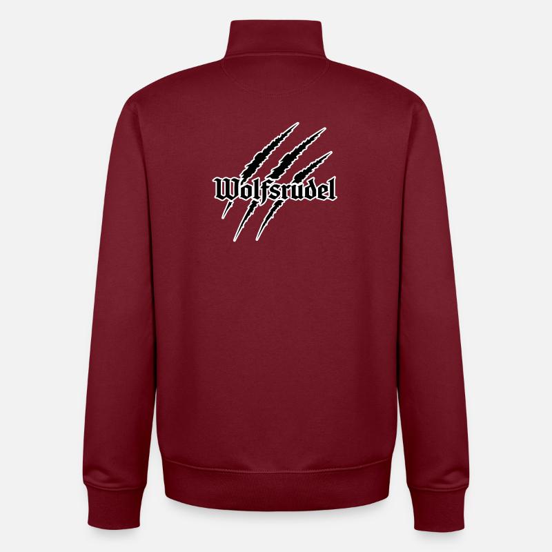 Wolf Claw Gothic Font Logo - Unisex Organic Zip Sweatshirt by Stanley/Stella - burgundy