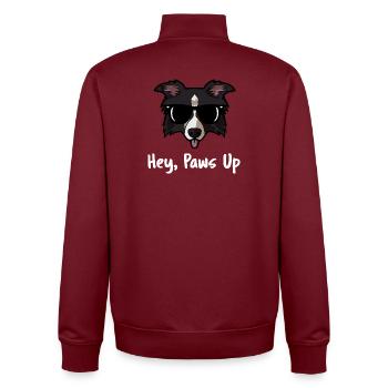 Border Collie Sunglasses Hey Paws Up Funny Dog - Unisex Organic Zip Sweatshirt by Stanley/Stella - burgundy - Back - AI Model Male 185 dark (185cm)