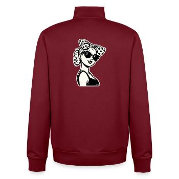 Retro Pinup Girl Polka Bow - Unisex Organic Zip Sweatshirt by Stanley/Stella - burgundy - Back - AI Model Male 185 dark (185cm)