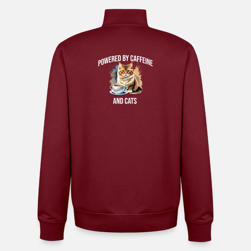 KatzenKaffee Powerdesign - Sweat zippé unisexe en coton bio Stanley/Stella - bordeaux