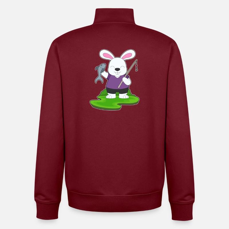 Pêche au poisson pêcheur lapin. - Sweat zippé unisexe en coton bio Stanley/Stella - bordeaux