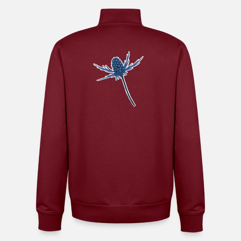 Fleur de houx bleu - Sweat zippé unisexe en coton bio Stanley/Stella - bordeaux