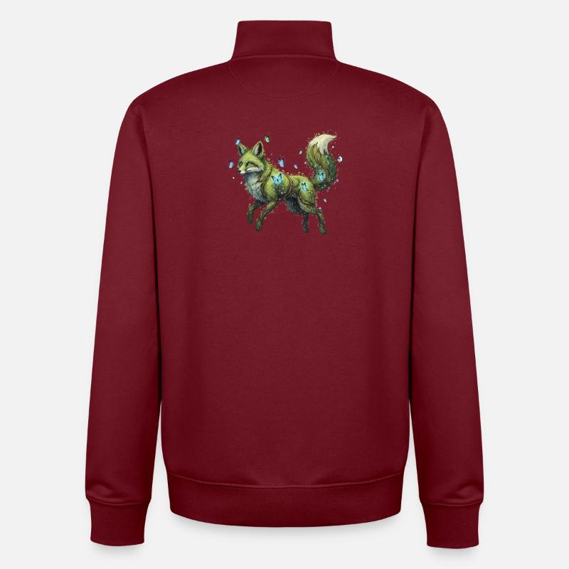 Papillon Magique Renard Vert - Sweat zippé unisexe en coton bio Stanley/Stella - bordeaux