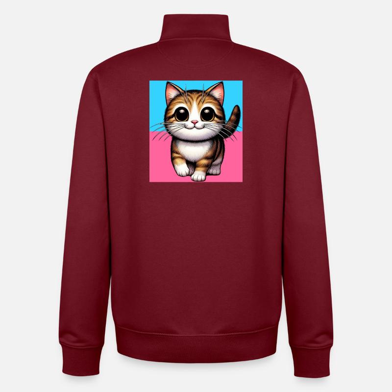 chat - Sweat zippé unisexe en coton bio Stanley/Stella - bordeaux