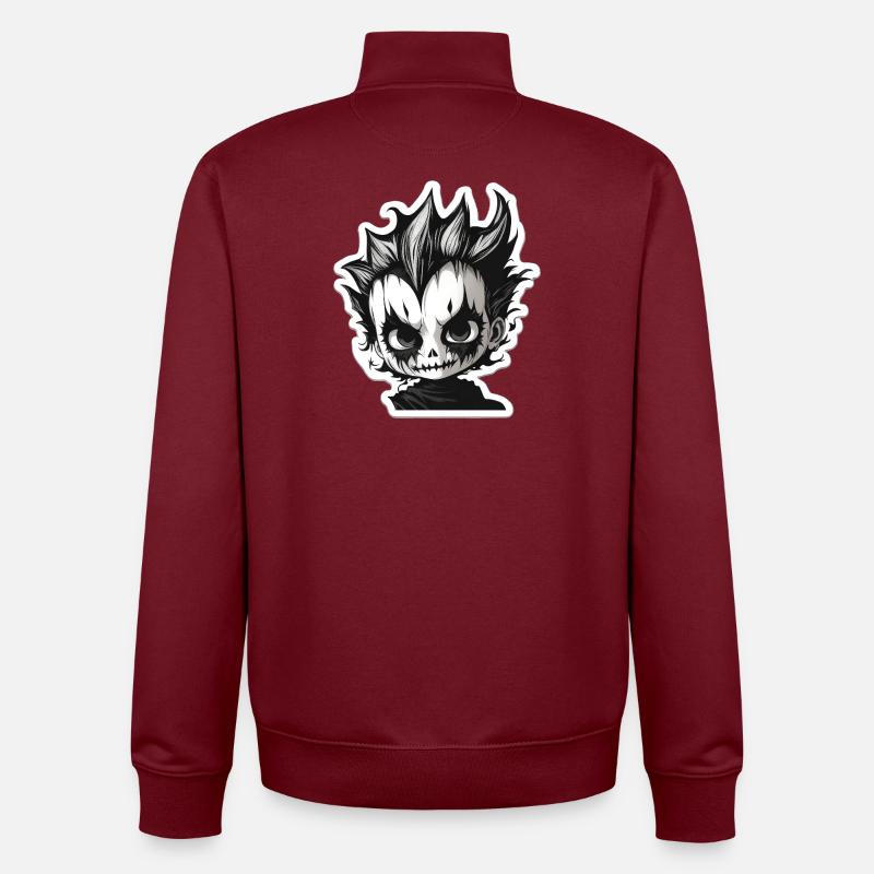 Chibi crâne épineux - Sweat zippé unisexe en coton bio Stanley/Stella - bordeaux