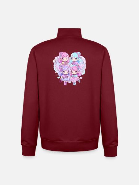 Pastel Kawaii Quartet - Unisex Organic Zip Sweatshirt by Stanley/Stella - burgundy