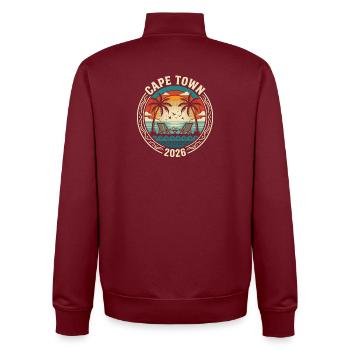 Idylle plage du Cap 2026 - Sweat zippé unisexe en coton bio Stanley/Stella - bordeaux - Dos - AI Model Male 185 dark (185cm)