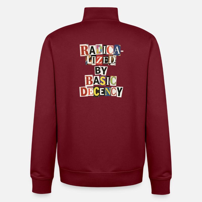 Radicalized by Decency Collage - Unisex Organic Zip Sweatshirt by Stanley/Stella - burgundy