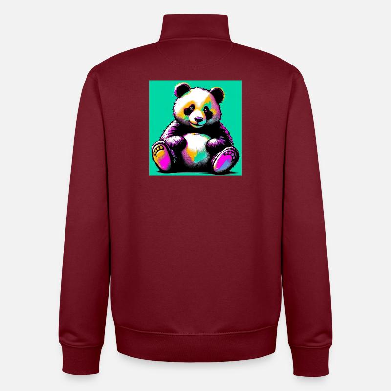 panda - Sweat zippé unisexe en coton bio Stanley/Stella - bordeaux
