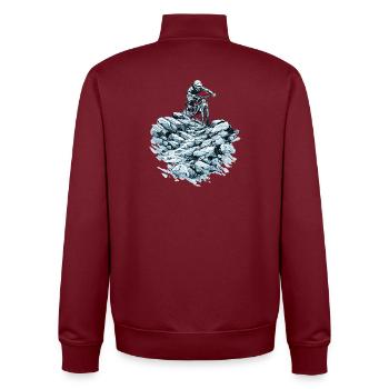 Mountain Bike Downhill - MTB Action Design - Unisex Organic Zip Sweatshirt by Stanley/Stella - burgundy - Back - AI Model Male 185 dark (185cm)