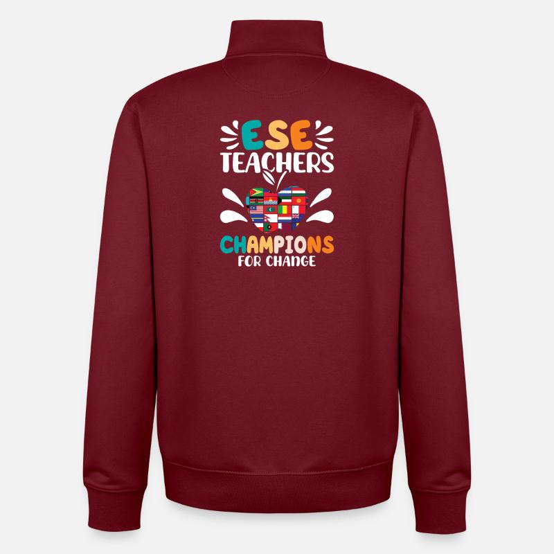 Cadeaux pour les enseignants ESE - Sweat zippé unisexe en coton bio Stanley/Stella - bordeaux
