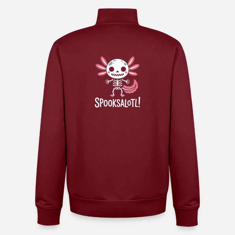 Flutter de squelettes de Spooksalot - Sweat zippé unisexe en coton bio Stanley/Stella - bordeaux