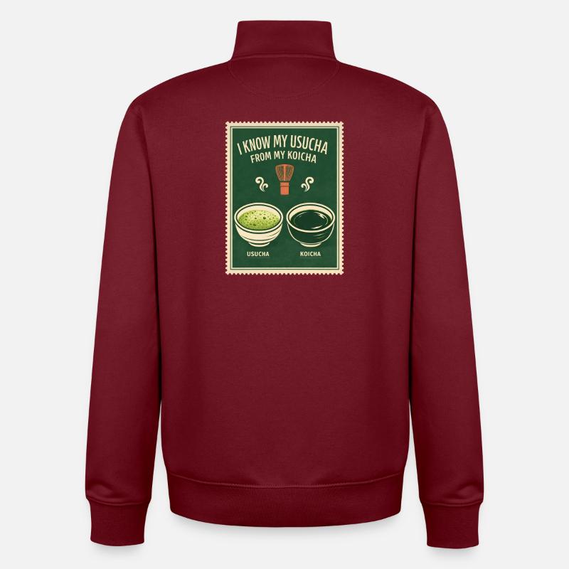 Usucha or Koicha | Matcha Knowledge - Unisex Organic Zip Sweatshirt by Stanley/Stella - burgundy