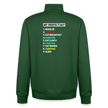 Mein perfekter Tag beim Malen lustiger Künstler-Zeitplan - Unisex Organic Zip Sweatshirt von Stanley/Stella - Flaschengrün - Hinten - AI Model Male 185 dark (185cm)