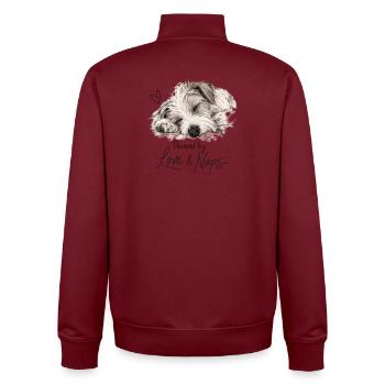 Love & Naps Kromfohrländer  - Unisex Organic Zip Sweatshirt von Stanley/Stella - Burgunderrot - Hinten - AI Model Male 185 dark (185cm)