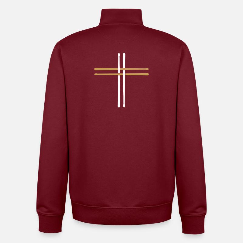 Drums, Drummer Drum Sticks - Unisex Organic Zip Sweatshirt by Stanley/Stella - burgundy