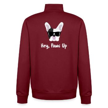 French Bulldog Sunglasses Hey Paws Up Funny Dog - Unisex Organic Zip Sweatshirt by Stanley/Stella - burgundy - Back - AI Model Male 185 dark (185cm)