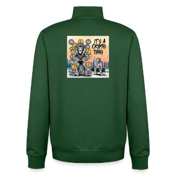 Crypto Lion Muscle Hero - Sweat zippé unisexe en coton bio Stanley/Stella - vert bouteille - Dos - AI Model Male 185 dark (185cm)