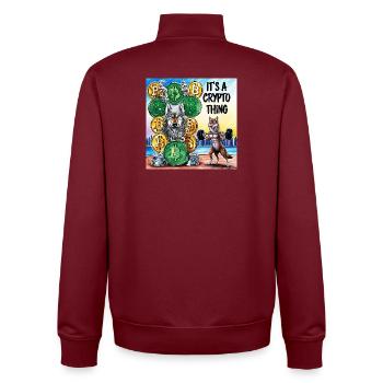 Crypto Wolf und Fuchs Kraft - Unisex Organic Zip Sweatshirt von Stanley/Stella - Burgunderrot - Hinten - AI Model Male 185 dark (185cm)