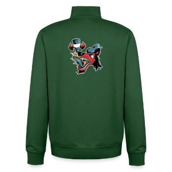 Wolf und fliegendes Bier - Unisex Organic Zip Sweatshirt von Stanley/Stella - Flaschengrün - Hinten - AI Model Male 185 dark (185cm)